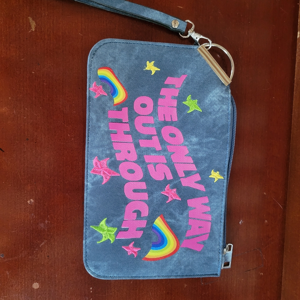 Source Unknown Blue Clutch with Pink and Yellow Accents